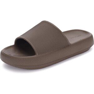 Women's Brown Cushioned Thick Sole Pillow Shower Slides Slippers Sandals Shoes